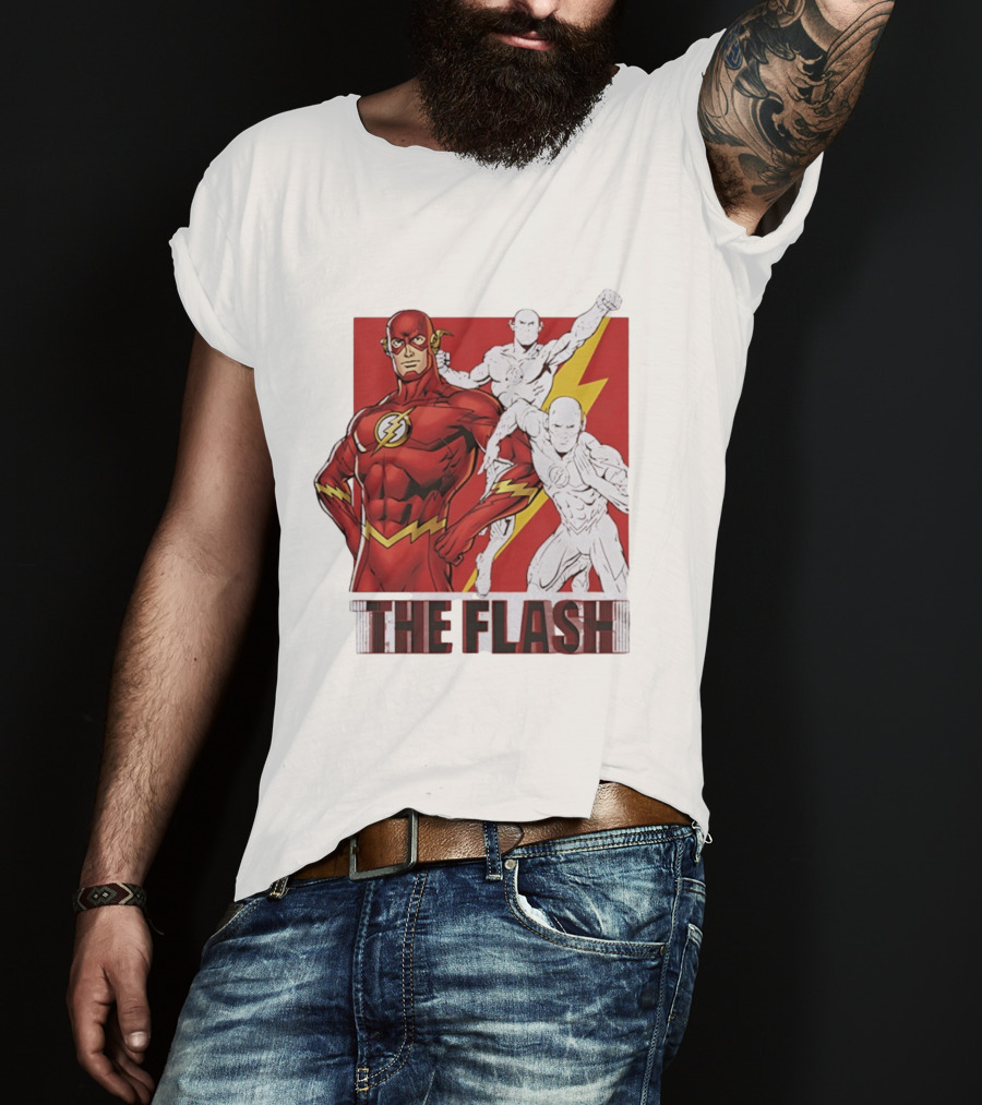 The Flash Scarlet Speedster DC Comics Lightning Bolt Heroic Pose T-Shirt