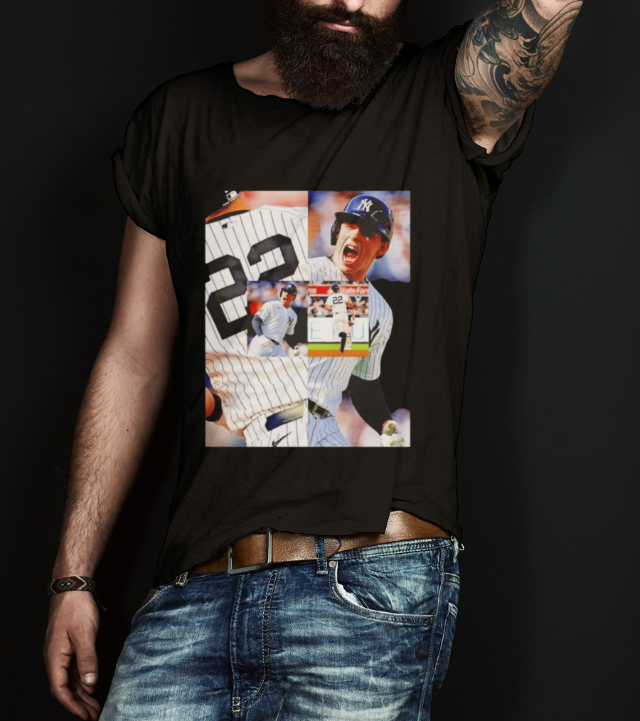 Harrison Bader No 22 Yankees Pinstripe Collage With Action Shots T-Shirt