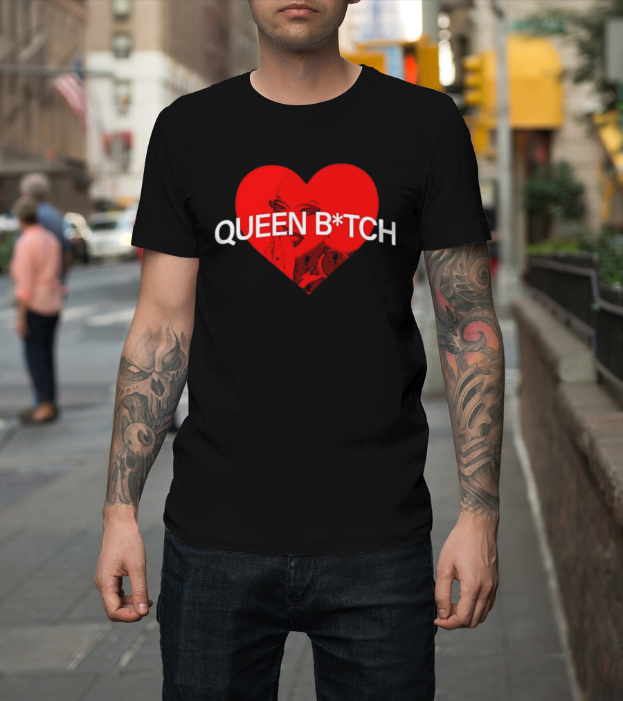 Queen B*tch Bold Typography Houston Hardcore Heart T-Shirt