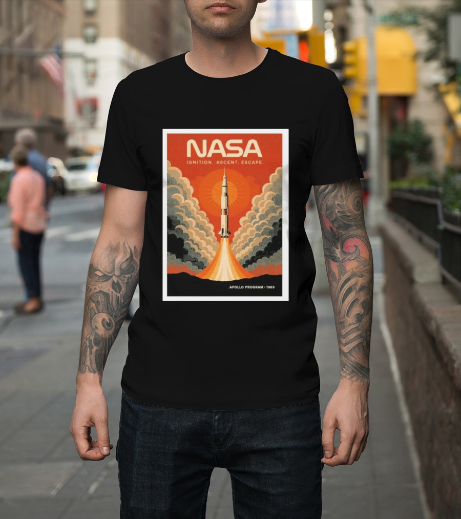 NASA Ignition Ascent Escape Apollo Program 1969 Rocket Launch T-Shirt