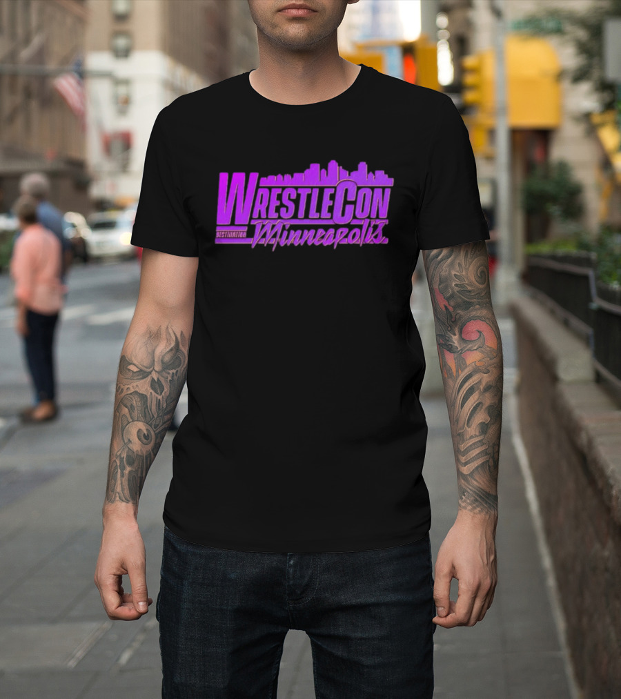 WrestleCon Destination Minneapolis Professional Wrestling Event Skyline T-Shirt