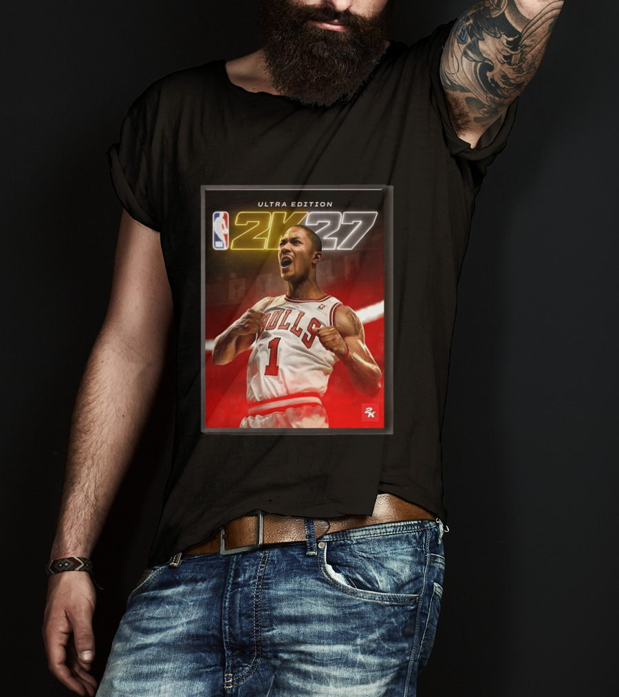 NBA 2K27 Ultra Edition Derrick Rose Bulls Cover Athlete T-Shirt