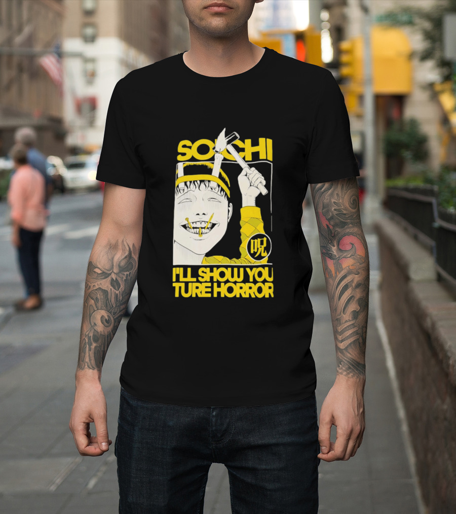 Soichi I'll Show You True Horror Junji Ito Manga Character Creepy Smile Yellow T-Shirt