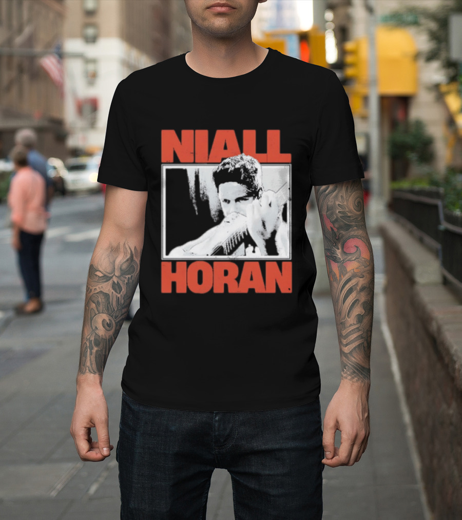 Niall Horan Playing Guitar Black And White T-Shirt