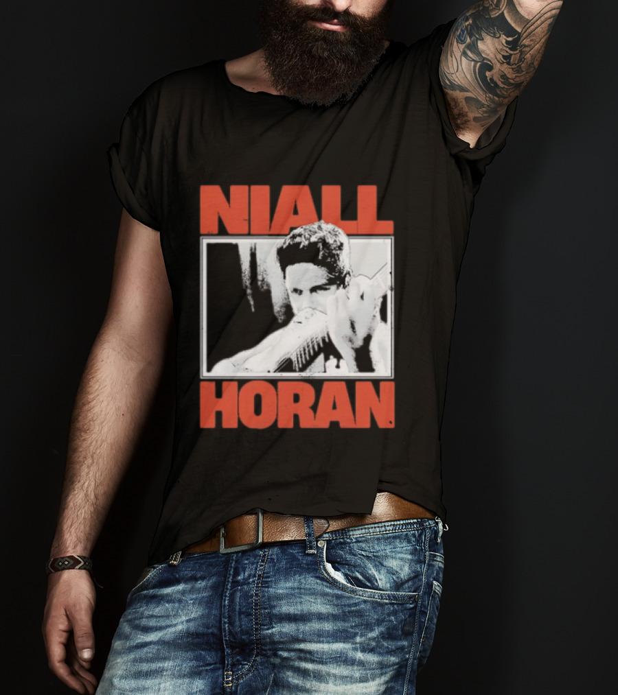 Niall Horan Playing Guitar Black And White T-Shirt