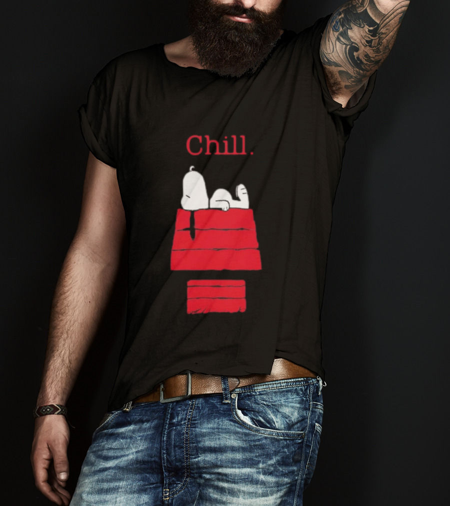 Peanuts Snoopy Chill Relaxing On Red Doghouse T-Shirt
