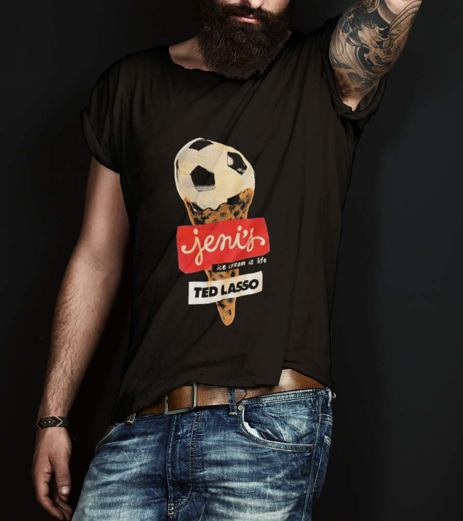 Jeni's Ice Cream Is Life Soccer Cone Ted Lasso T-Shirt