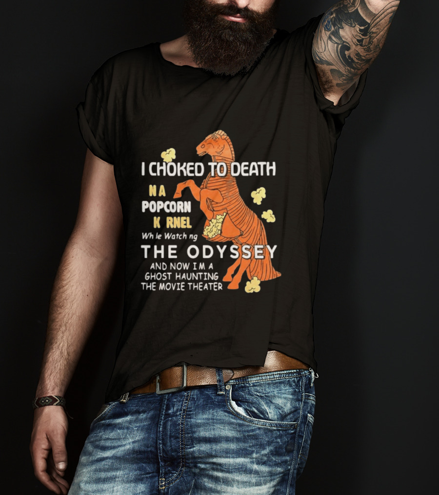 Trojan Horse Ghost Haunting The Odyssey Popcorn Kernel T-Shirt