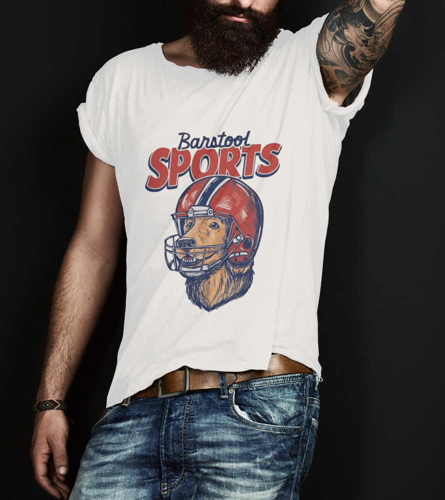 Barstool Sports Helmet Dog Red Football Fan T-Shirt