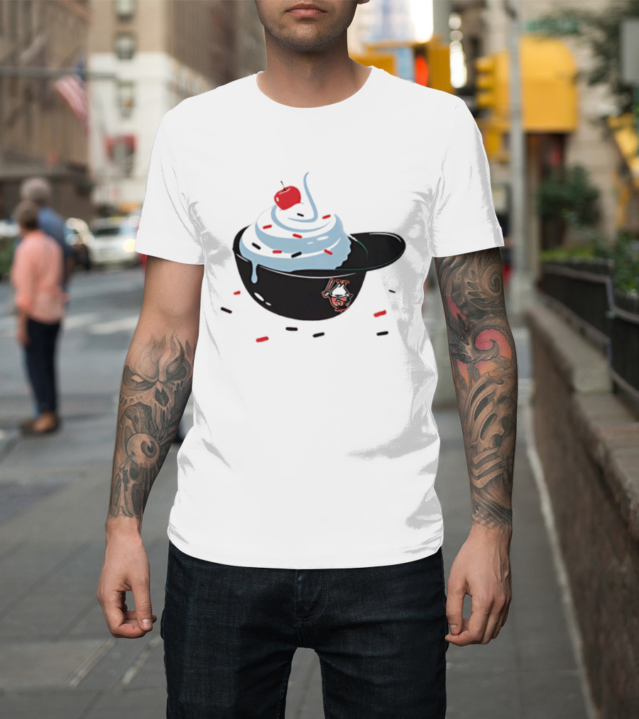 Baseballism Ice Cream Helmet Sundae With Cherry Baseball T-Shirt