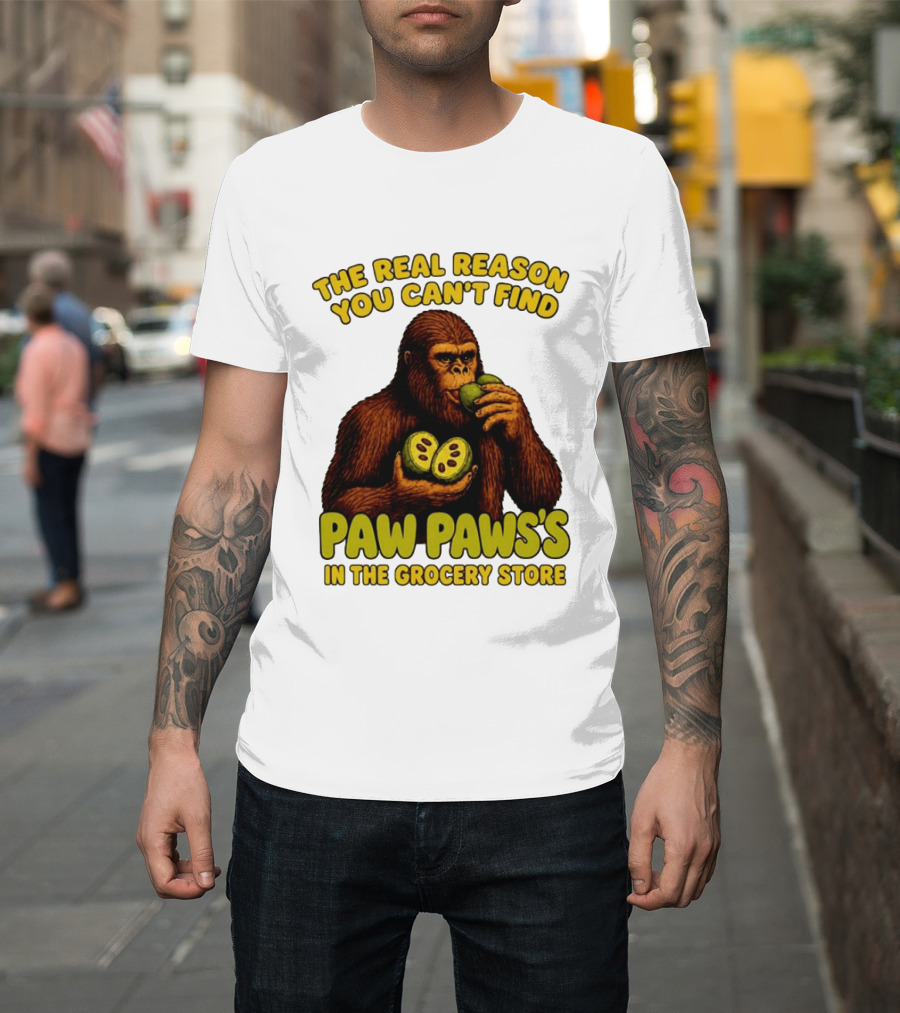 Pawpaw Fruit Mystery Sasquatch Eating Pawpaws In Grocery Store T-Shirt