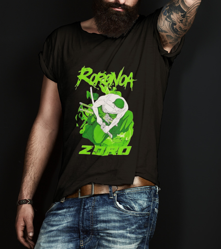 Roronoa Zoro Sword Fighter Anime Drawing T-Shirt