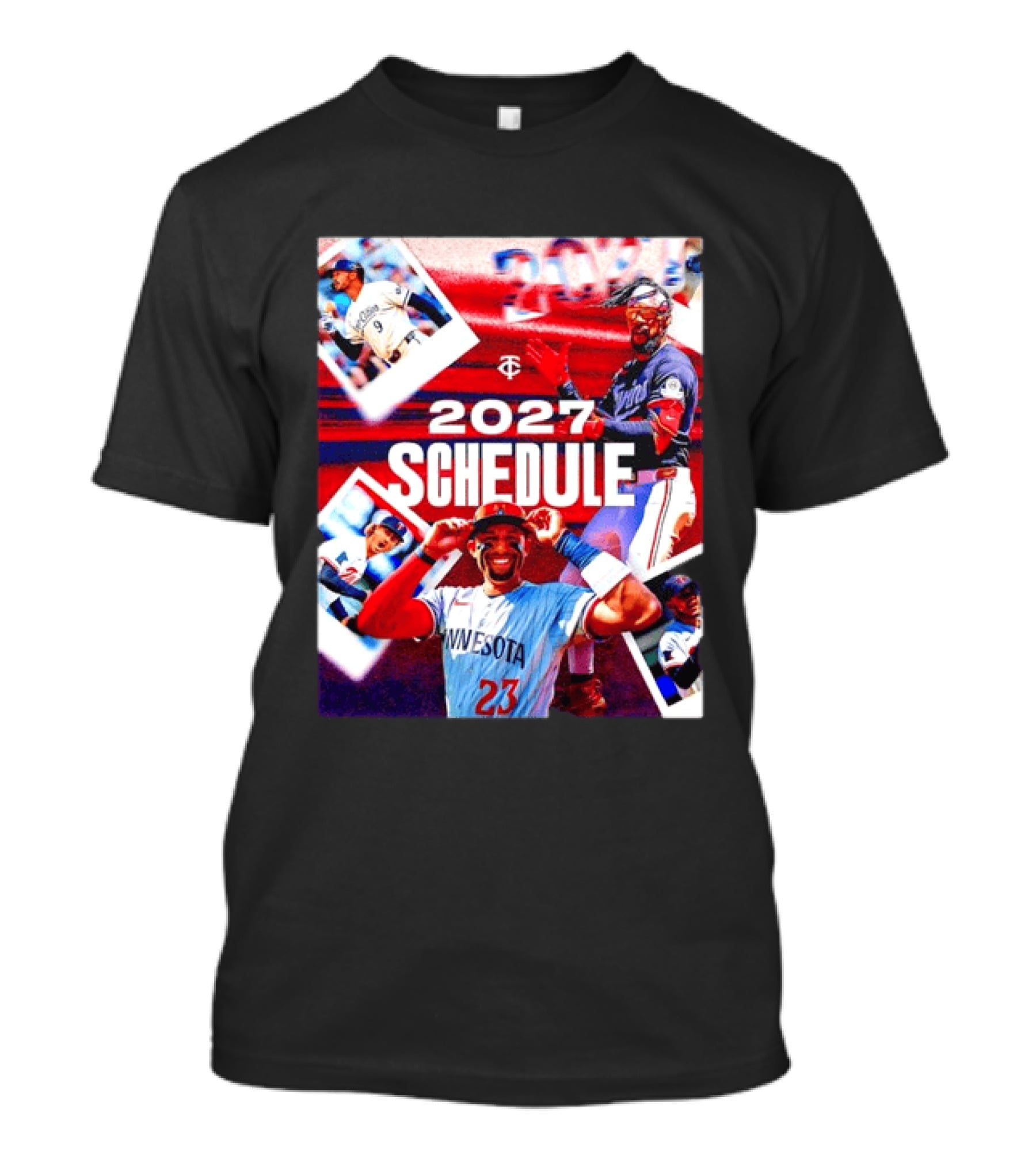 Minnesota Twins 2027 Schedule Collage With Players And Photos T-Shirt