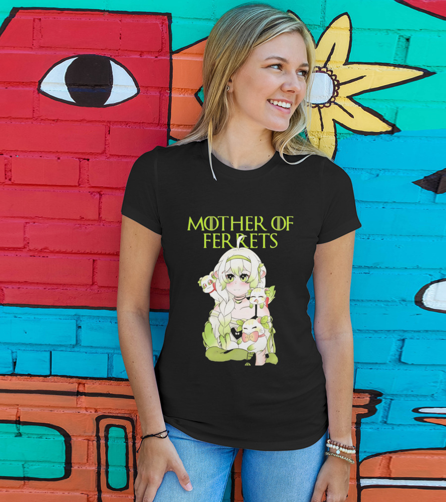 Mother Of Ferrets Anime Girl Ferret Lover Cute Kawaii T-Shirt