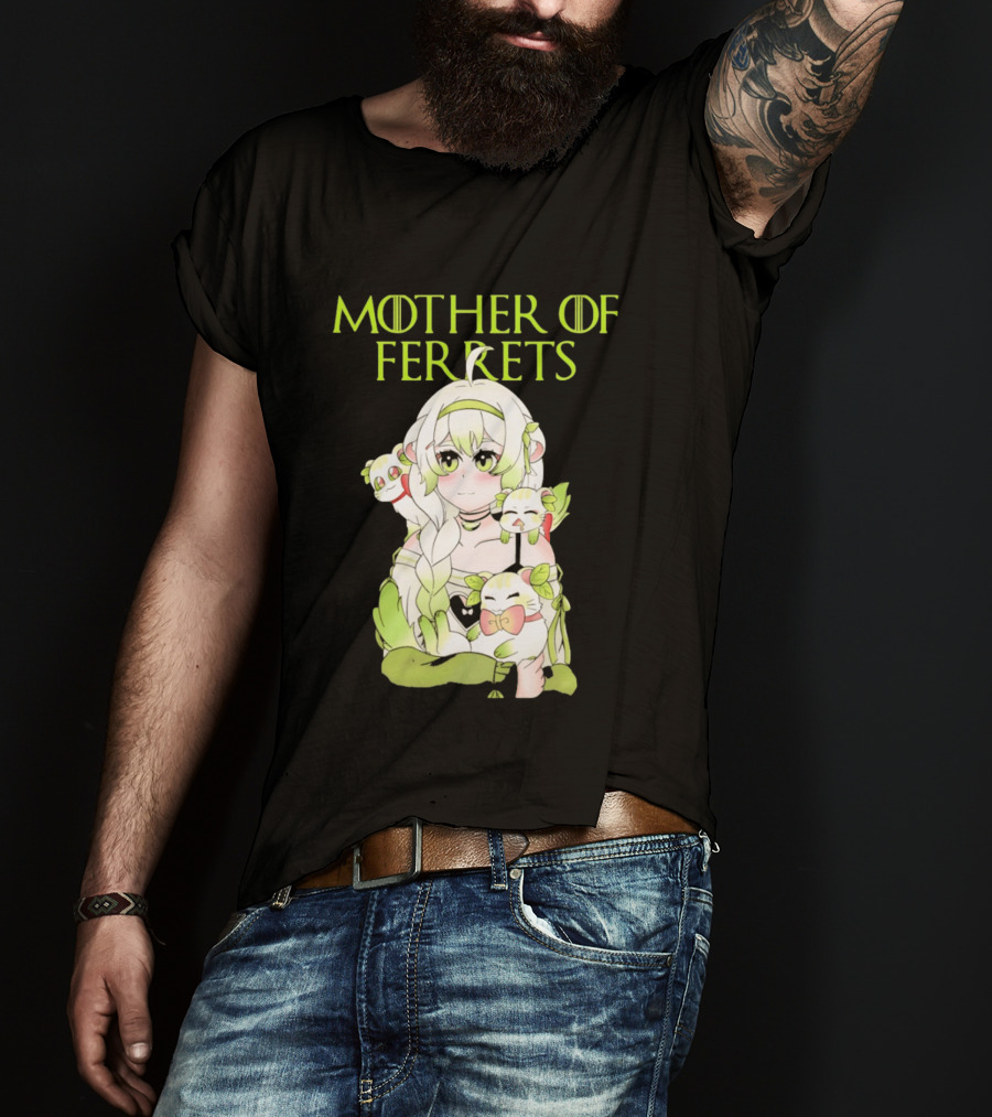 Mother Of Ferrets Anime Girl Ferret Lover Cute Kawaii T-Shirt