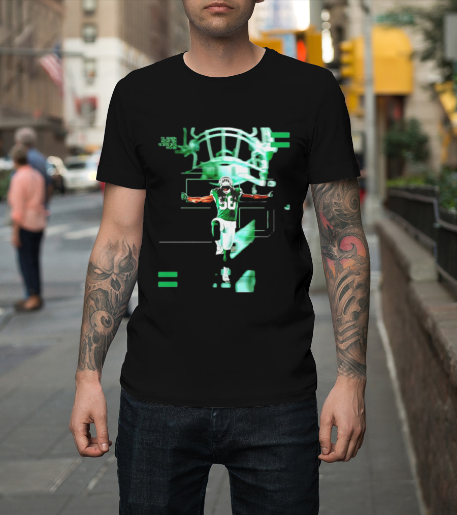 New York Jets 56 Days Til Season Countdown With Football Player And Helmet T-Shirt