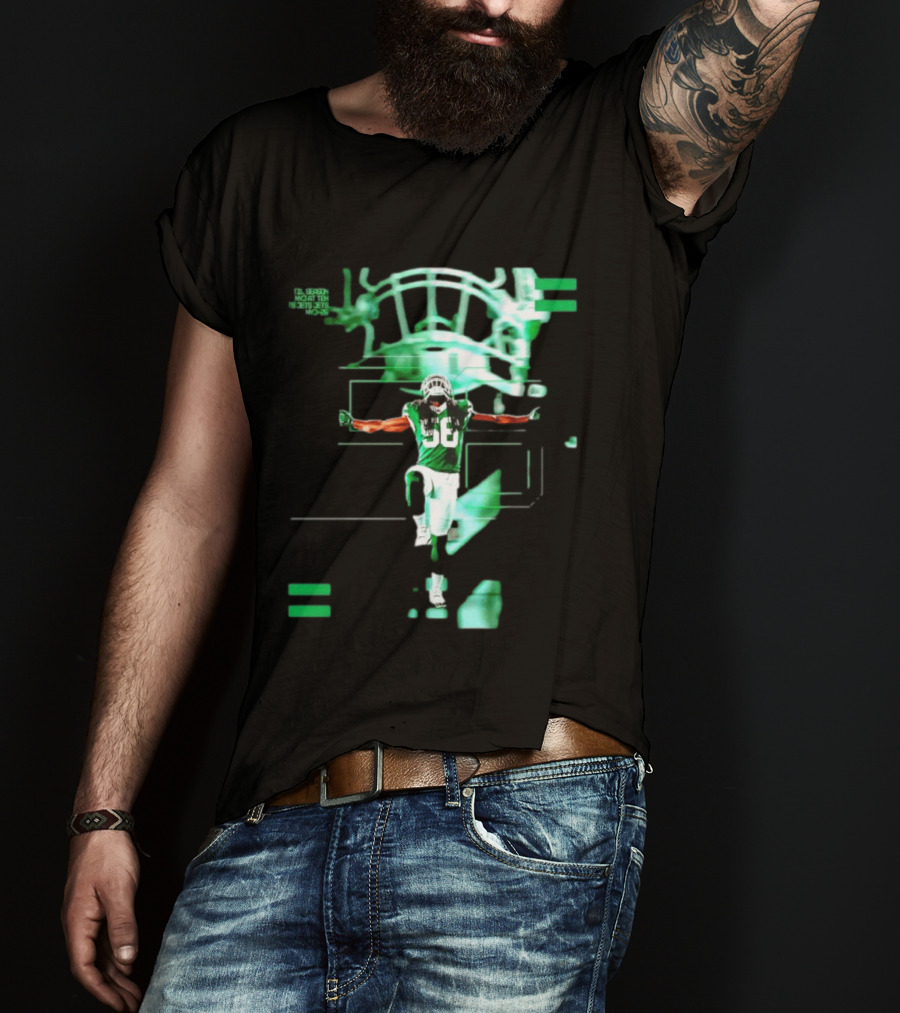 New York Jets 56 Days Til Season Countdown With Football Player And Helmet T-Shirt