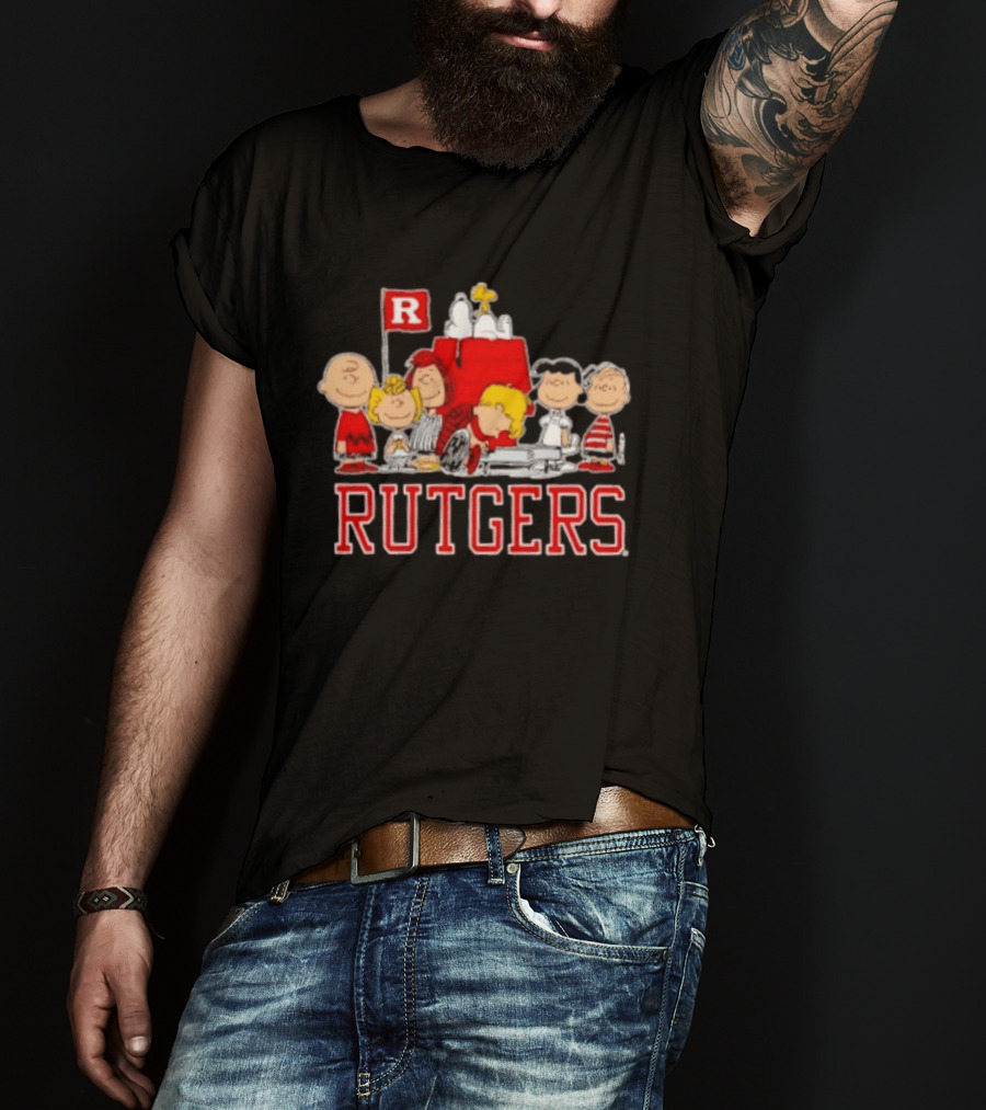 Peanuts Characters Rutgers Scarlet Knights Snoopy Woodstock Lucy Charlie Brown T-Shirt