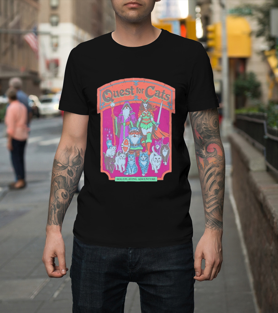 Quest For Cats Fantasy Roleplaying Adventure Mage Warriors And Cats T-Shirt