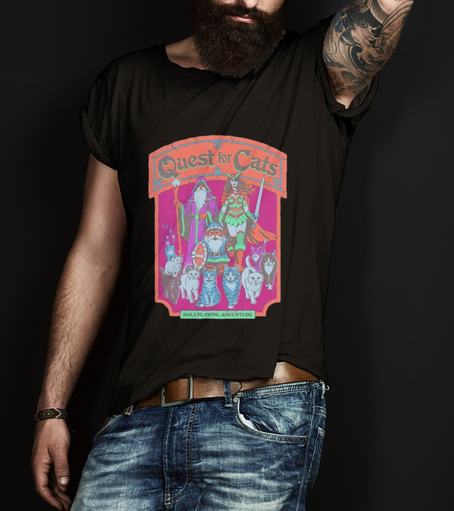 Quest For Cats Fantasy Roleplaying Adventure Mage Warriors And Cats T-Shirt