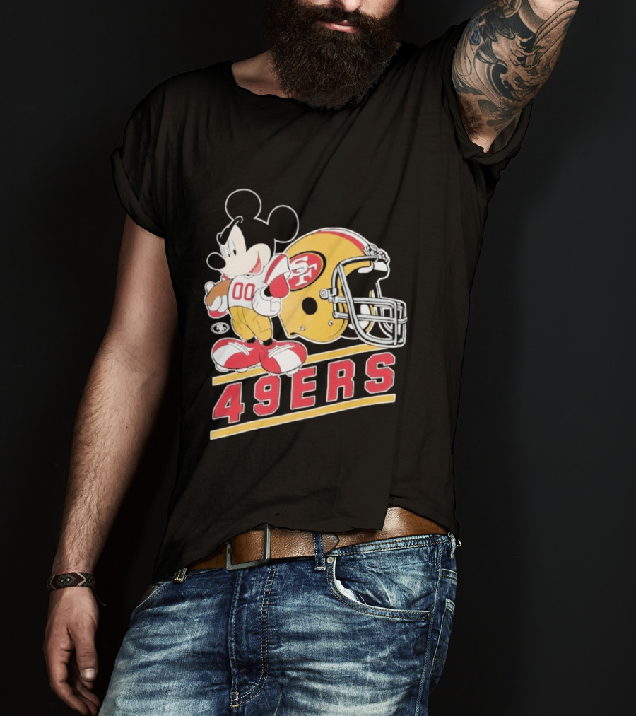 Mickey Mouse With San Francisco 49ers Helmet Football 49ers T-Shirt
