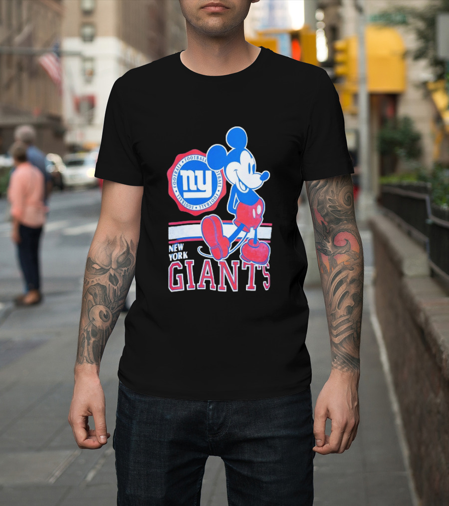 Mickey Mouse New York Giants Football NY Sports Fan T-Shirt