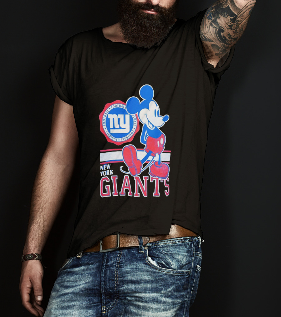 Mickey Mouse New York Giants Football NY Sports Fan T-Shirt