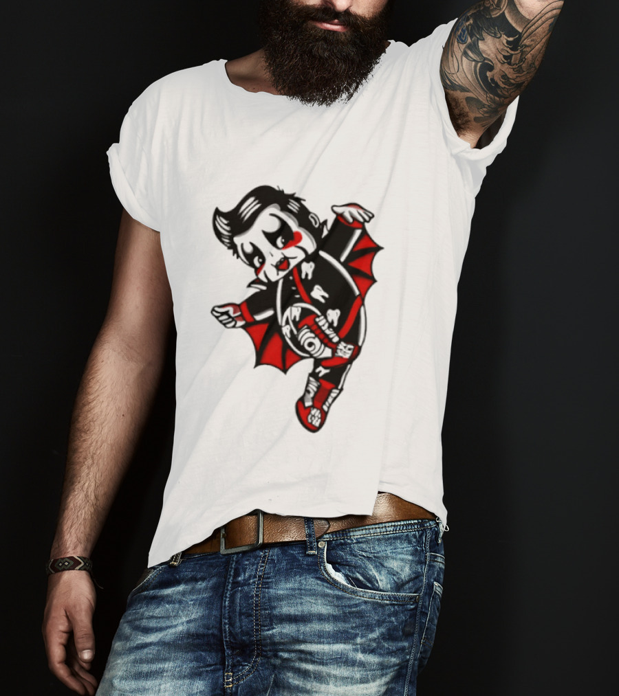 Little Vampire Kewpie Doll With Wings Teeth And Red Details T-Shirt