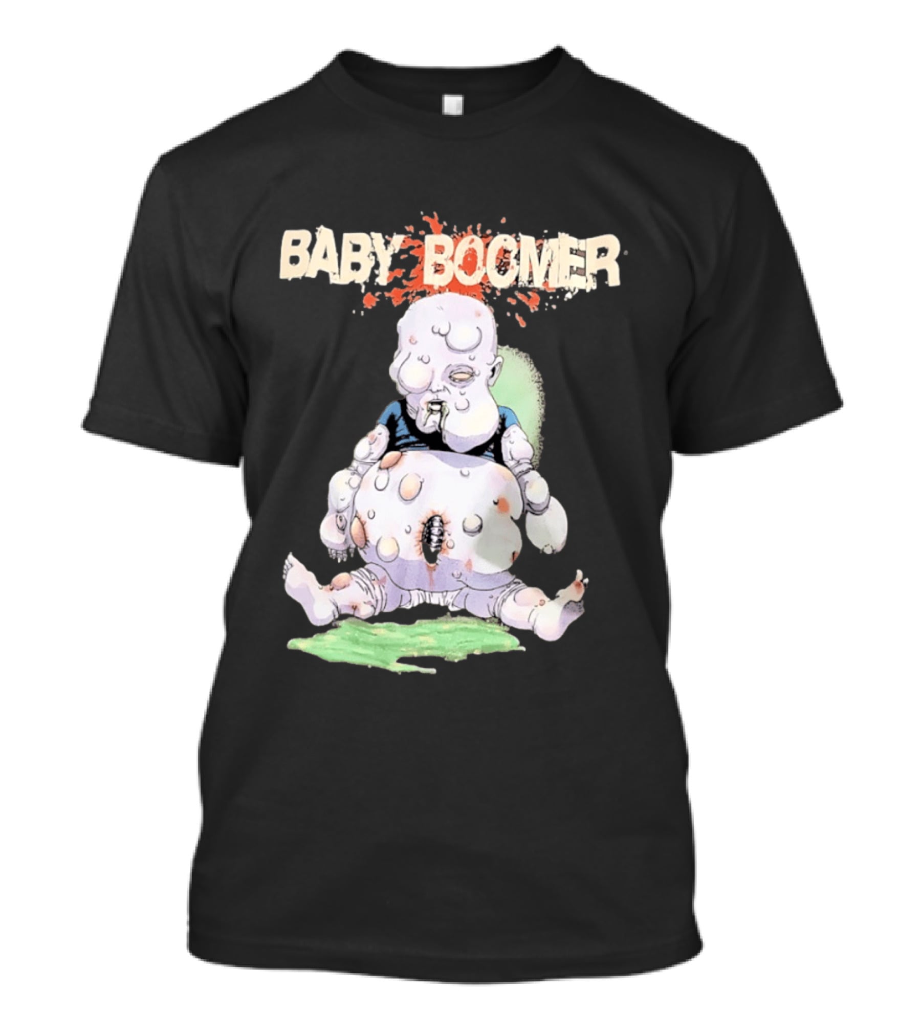 Baby Boomer Zombie Mutant Infant Horror Creepy Cartoon Character Rugged T-Shirt