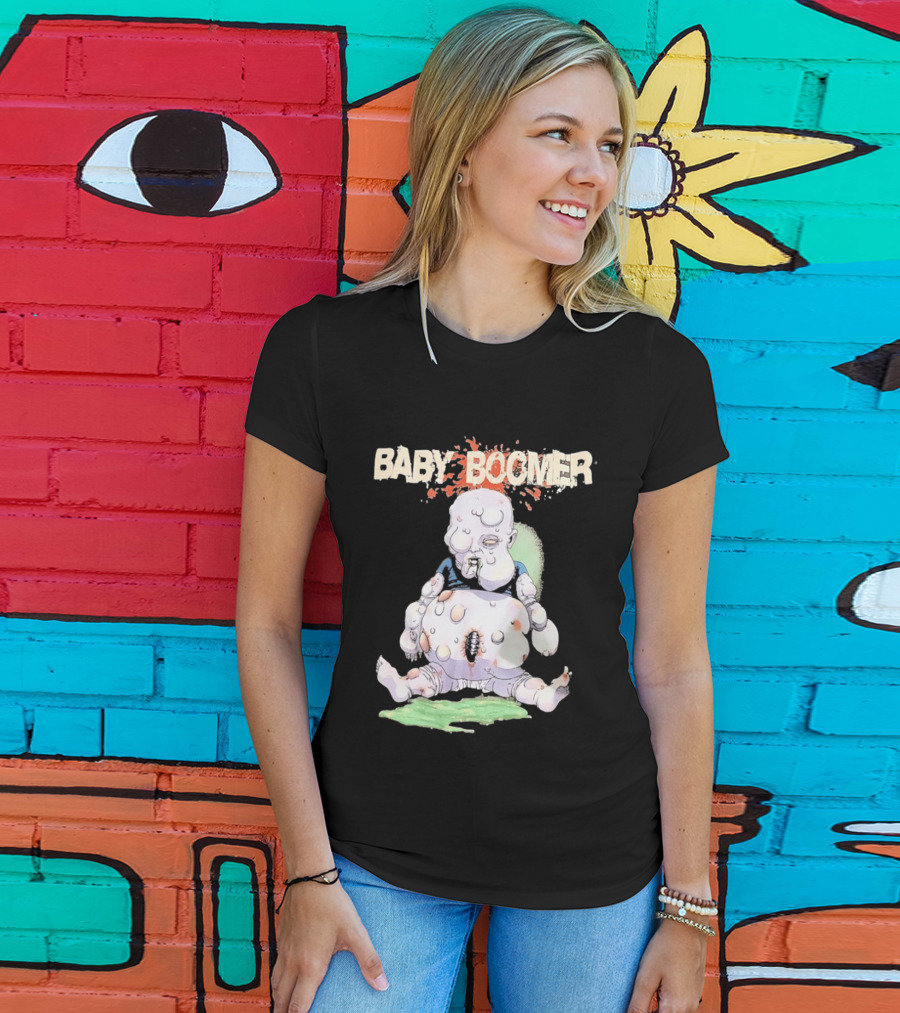 Baby Boomer Zombie Mutant Infant Horror Creepy Cartoon Character Rugged T-Shirt