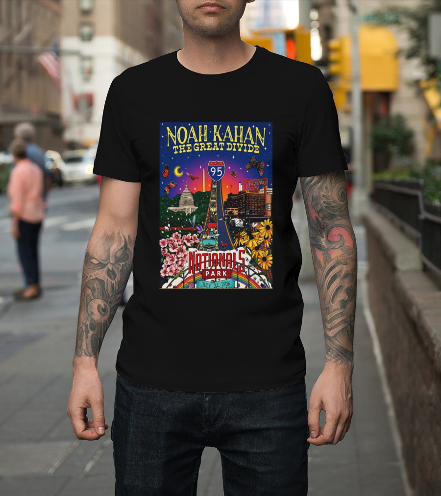 Noah Kahan The Great Divide Nationals Park July 22 2026 Washington D C Interstate 95 Capitol Flowers Butterflies T-Shirt