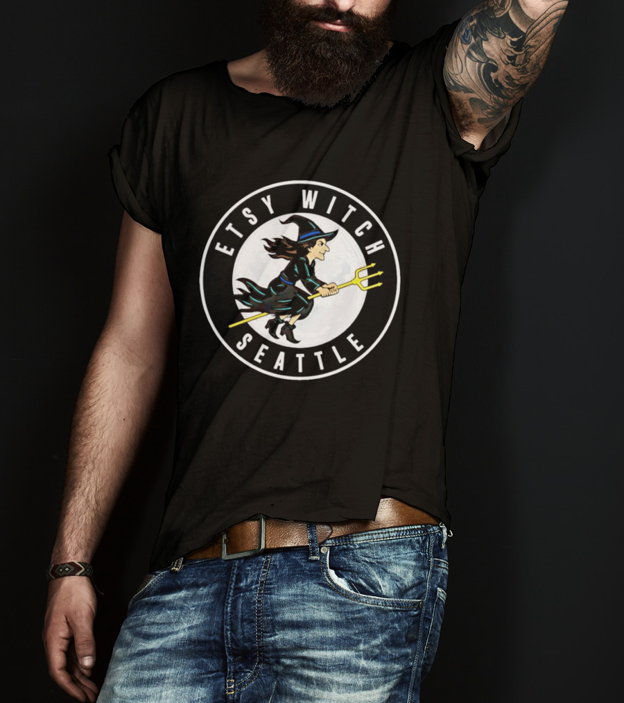 Etsy Witch Seattle Full Moon Trident Rider Fantasy T-Shirt