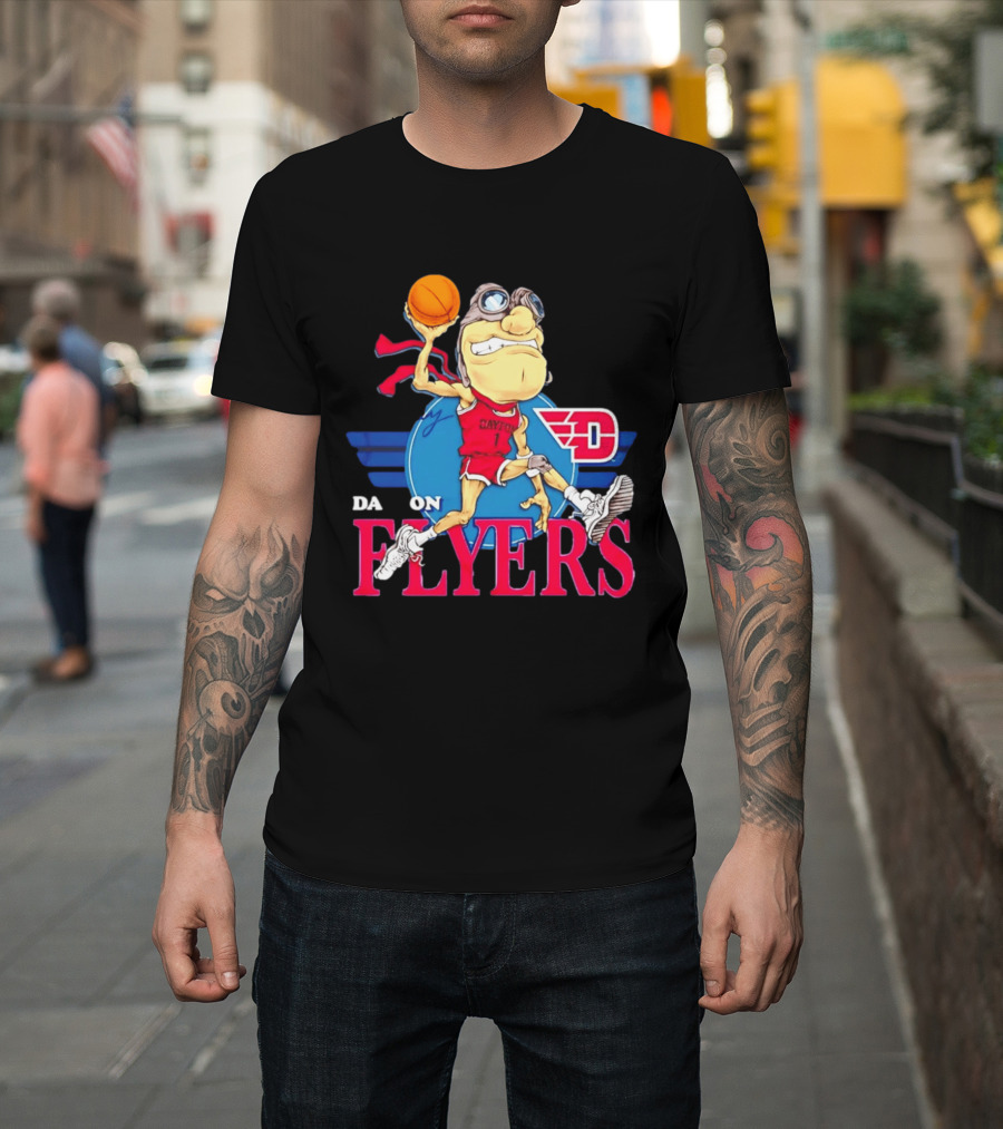 Dayton Flyers Rudy Dunking Basketball Cartoon T-Shirt