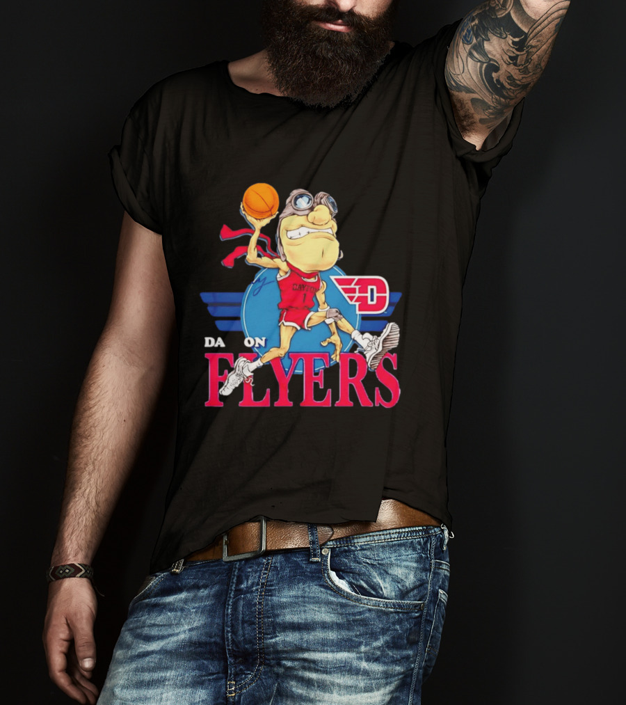 Dayton Flyers Rudy Dunking Basketball Cartoon T-Shirt