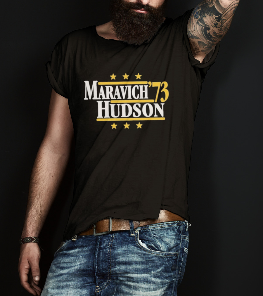 Maravich Hudson 1973 Atlanta Hawks Basketball Stars T-Shirt