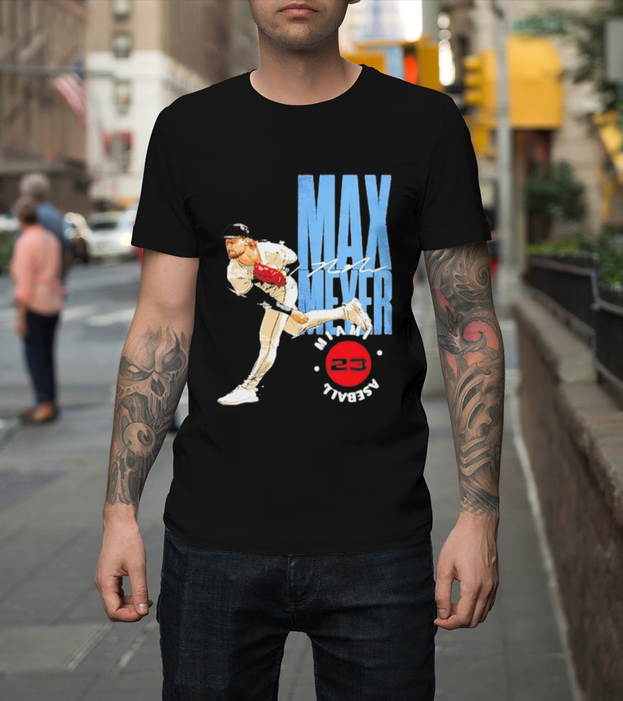 Max Meyer Miami Marlins Baseball 23 Stamp T-Shirt
