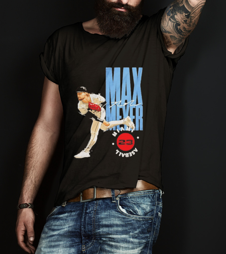 Max Meyer Miami Marlins Baseball 23 Stamp T-Shirt