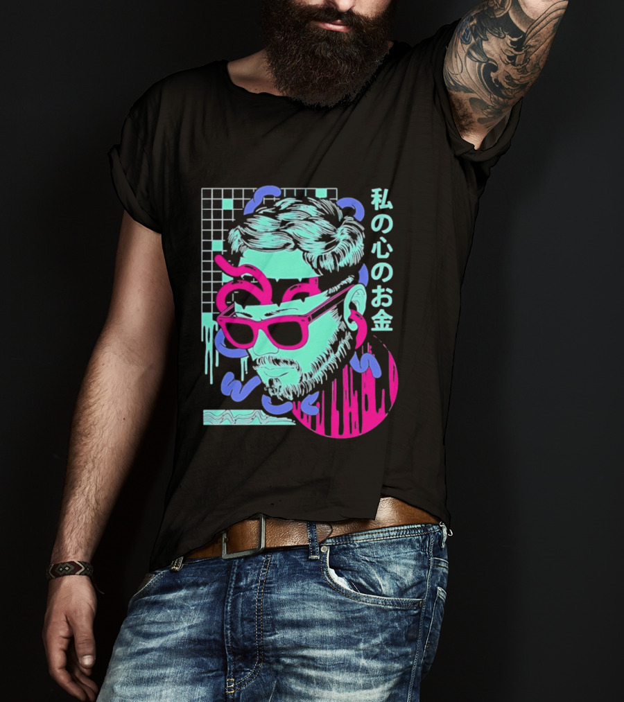 Vaporwave Aesthetic Japanese Cyberpunk Sunglasses Drip Grid T-Shirt