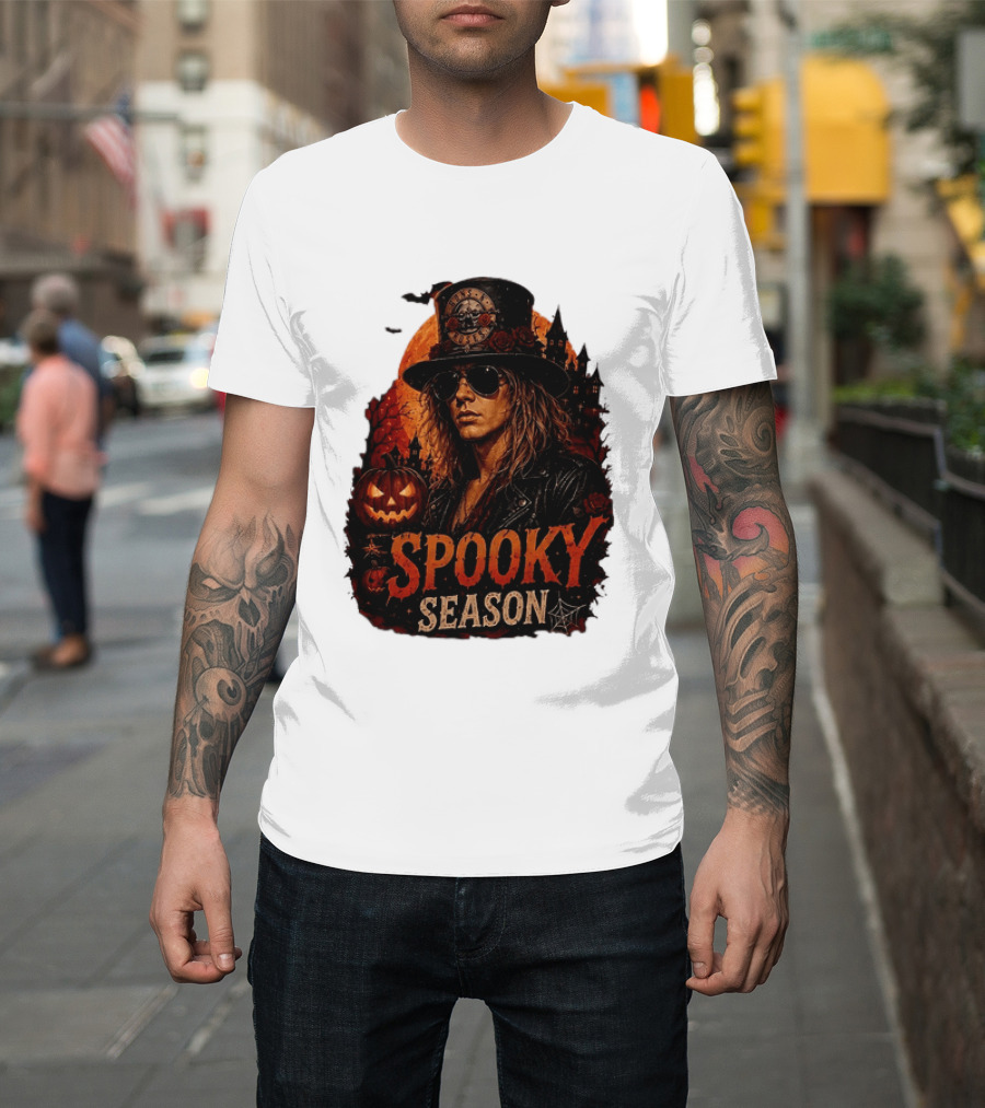Spooky Season Buns N' Roses Halloween Pumpkin Slash T-Shirt