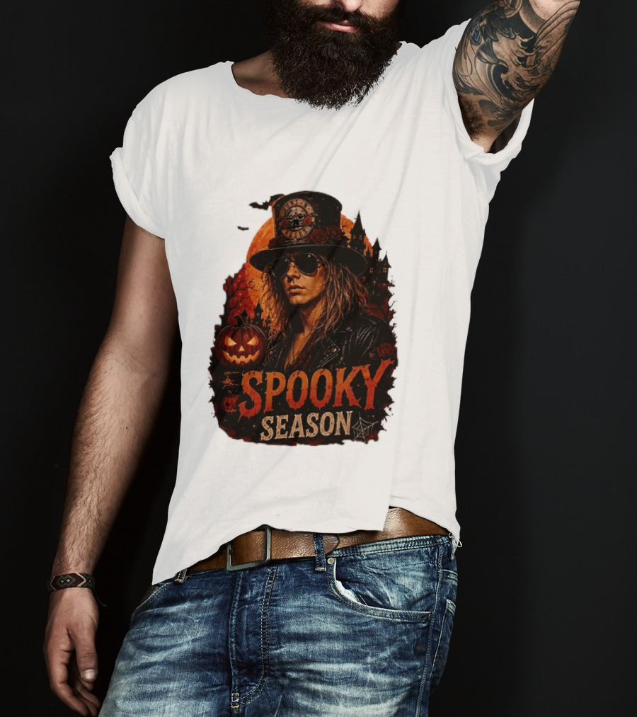 Spooky Season Buns N' Roses Halloween Pumpkin Slash T-Shirt
