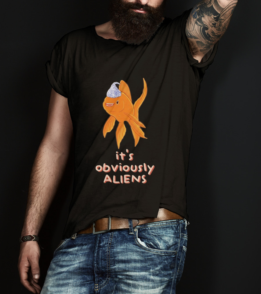 Goldfish Tin Foil Hat It's Obviously Aliens T-Shirt