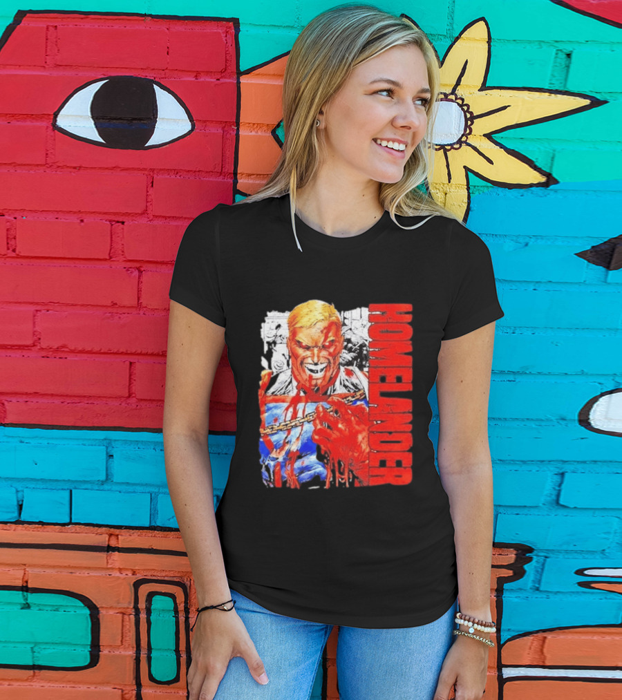 Homelander The Boys Superhero Cartoon Blood Splattered Image T-Shirt