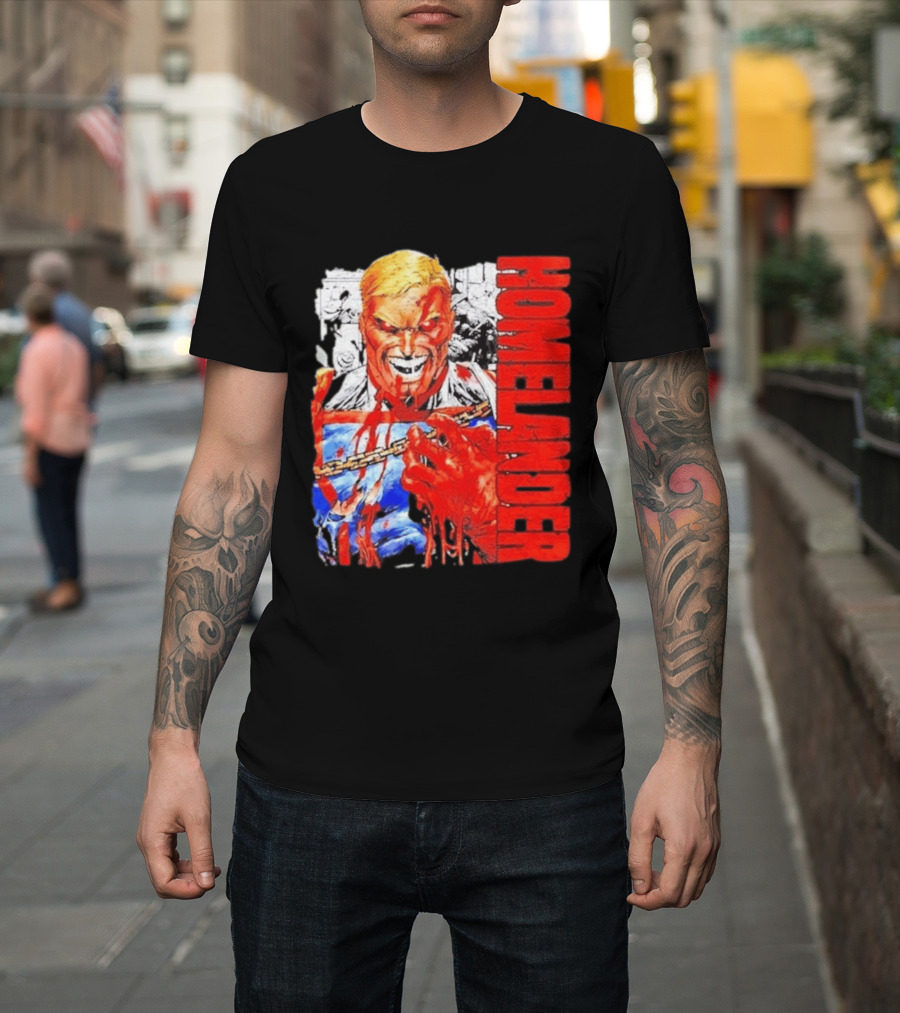 Homelander The Boys Superhero Cartoon Blood Splattered Image T-Shirt