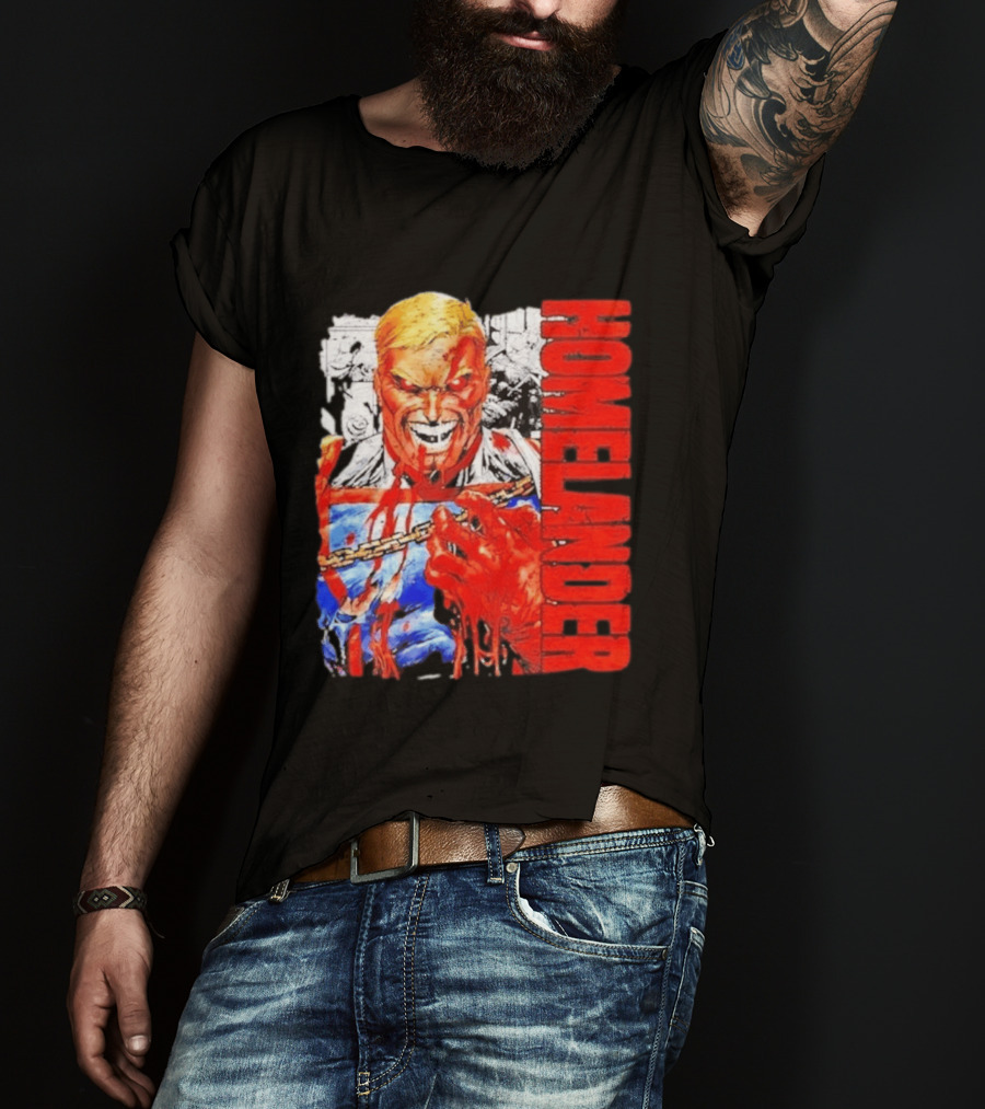Homelander The Boys Superhero Cartoon Blood Splattered Image T-Shirt