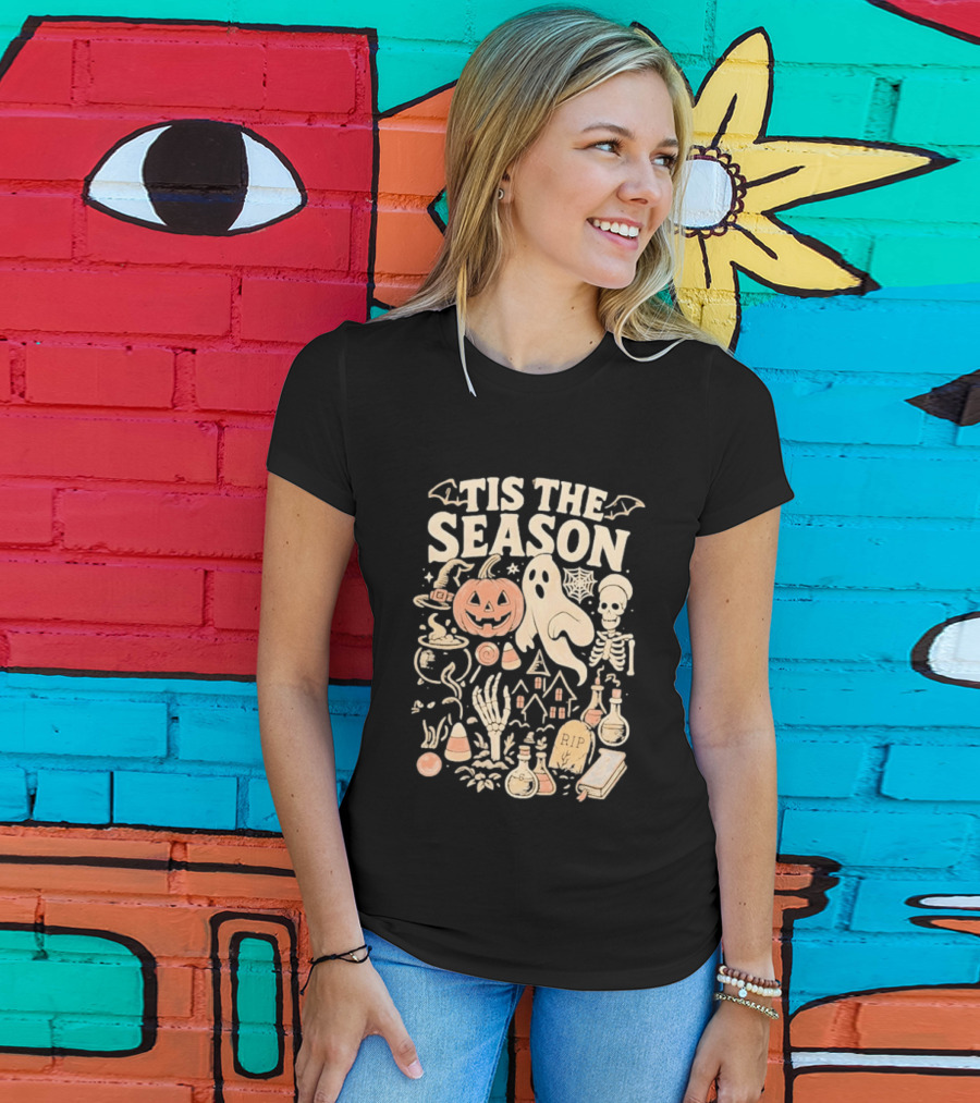 Tis The Season Pumpkin Ghost Skeleton Halloween 2026 T-Shirt