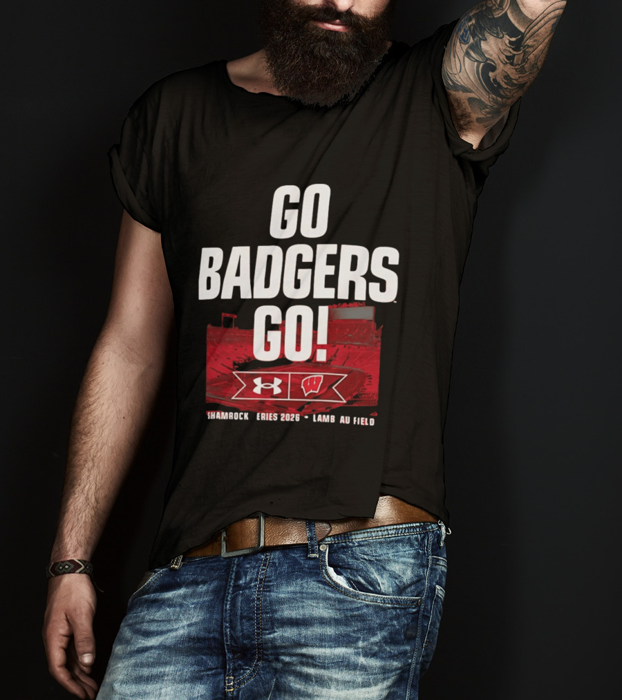 Wisconsin Badgers Go Badgers Go Shamrock Series 2026 Lambeau Field Under Armour T-Shirt