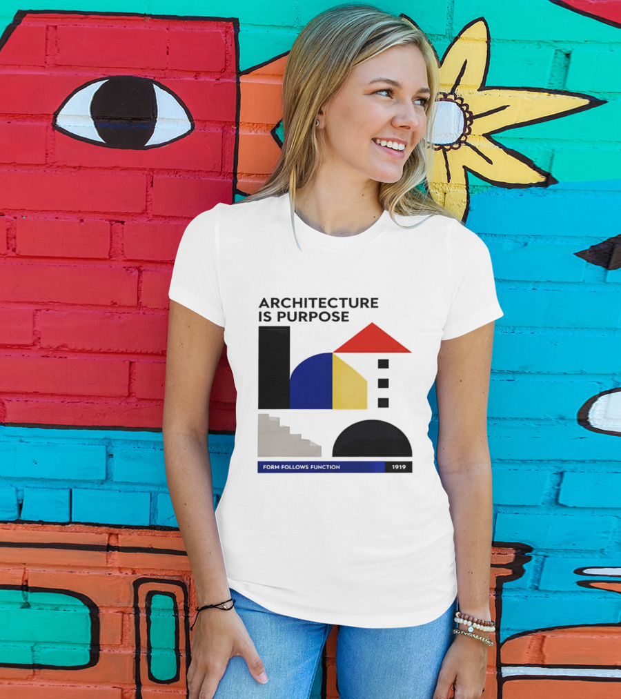 Architecture Is Purpose Form Follows Function 1919 Bauhaus Geometric Shapes T-Shirt
