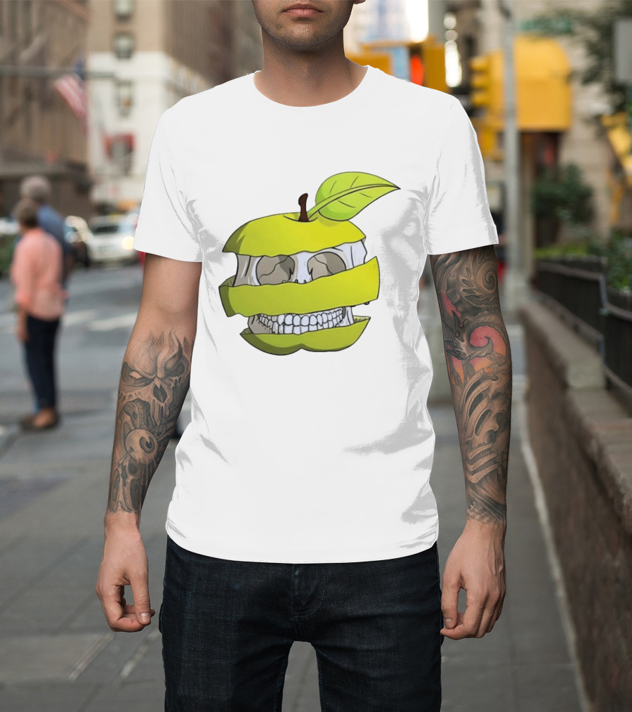 Skull Apple Forbidden Fruit Creative Slice T-Shirt