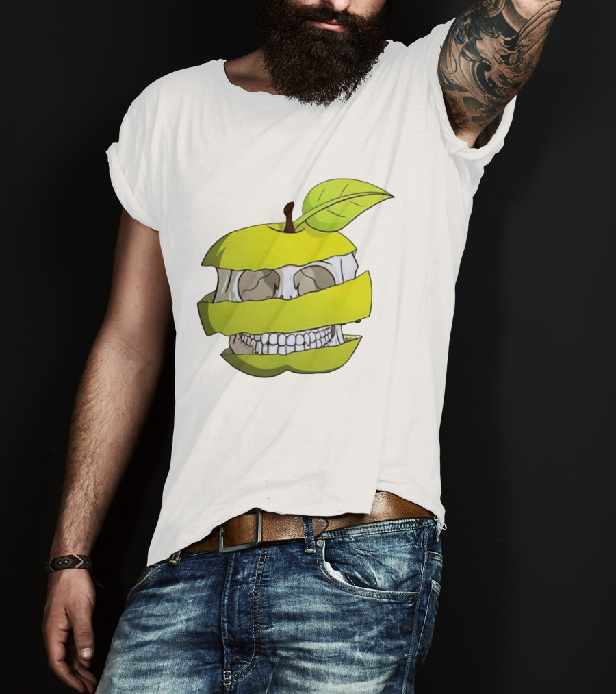 Skull Apple Forbidden Fruit Creative Slice T-Shirt