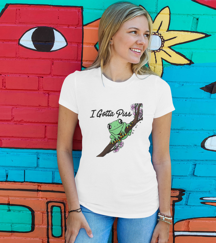 I Gotta Piss Frog On Branch With Flowers T-Shirt